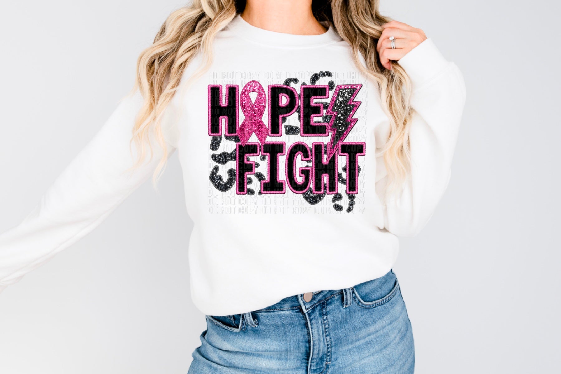 Hope Fight Sequined Faux DTF Transfer