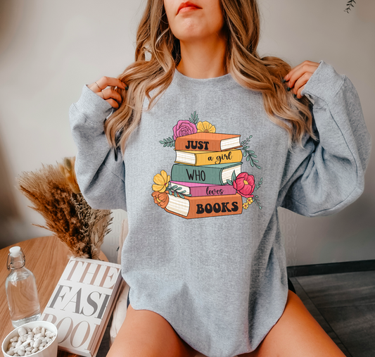 Just A Girl Who Loves Books DTF Transfer