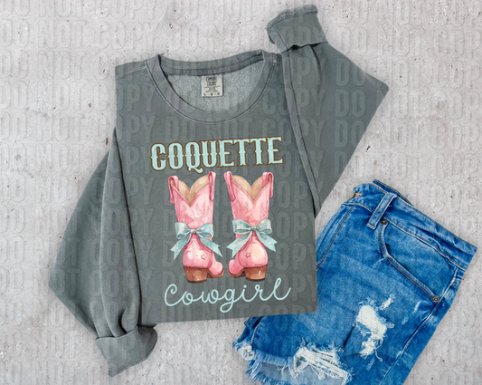 Coquette Cowgirl Pink And Baby Blue DTF Transfer