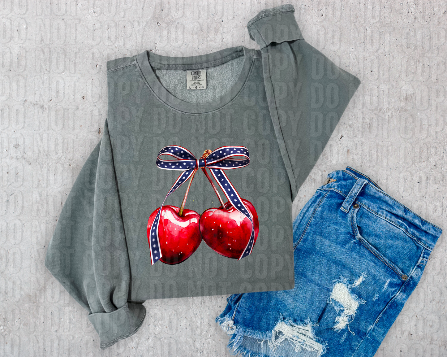 Patriotic Cherries And Bows DTF Transfer