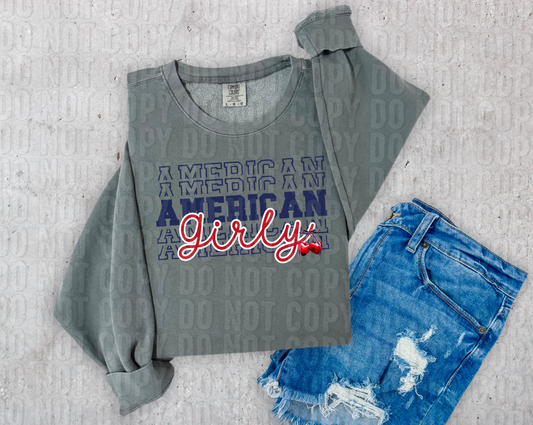 American Girly Stacked Cherries And Bows DTF Transfer