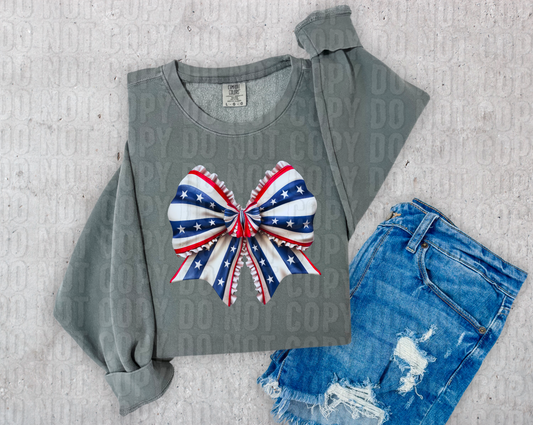 Patriotic Ruffled Bow DTF Transfer