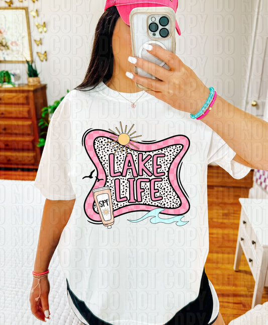 Lake Life Pink Checker Dalmatian DTF Transfer