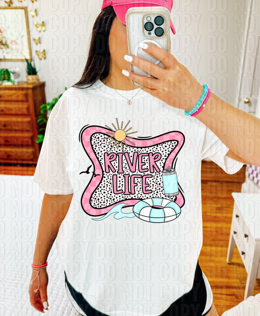 River Life Pink Checker Dalmatian DTF Transfer