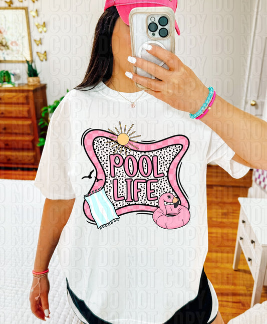 Pool Life Pink Checker Dalmatian DTF Transfer
