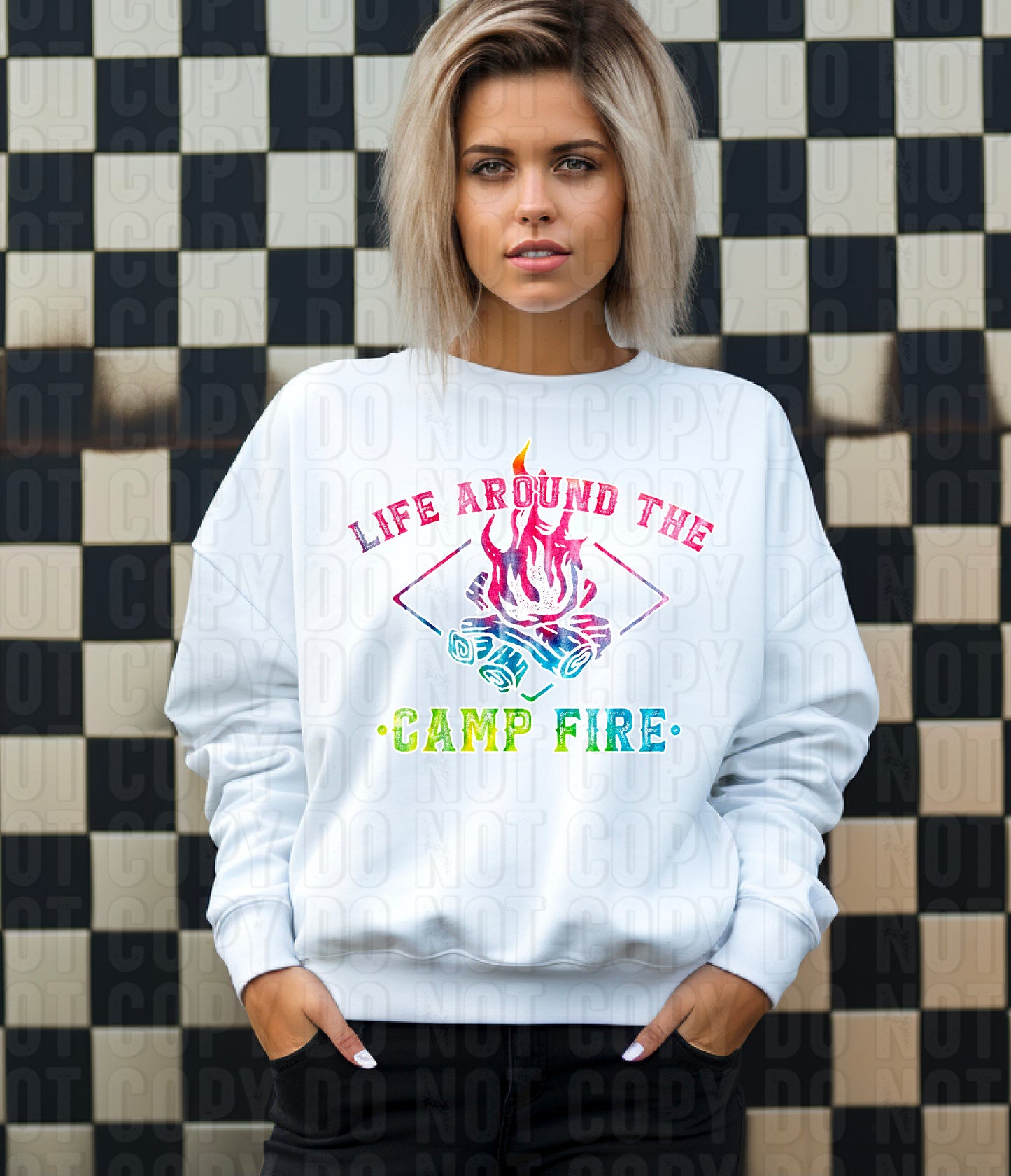 Life Around The Camp Fire Colorful Font DTF Transfer