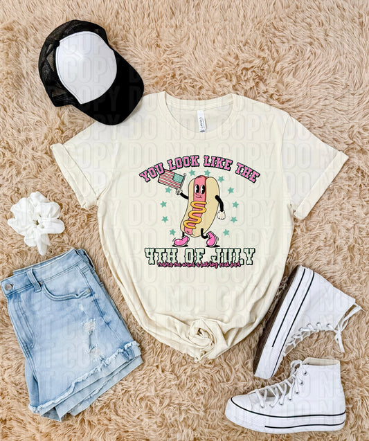 You Look Like The 4th Of July Hotdog DTF Transfer