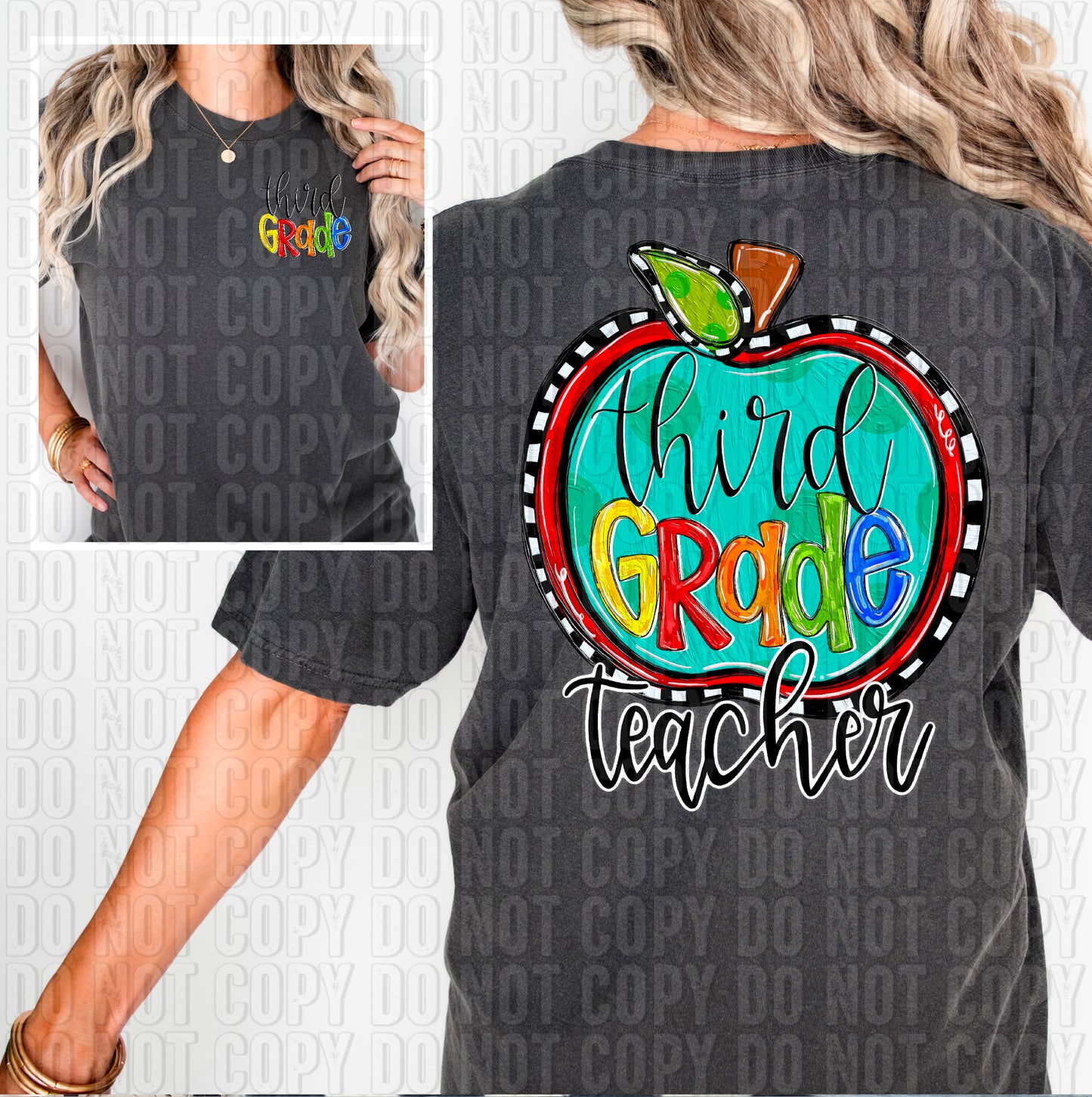 Third Grade Teacher Front/Back DTF Transfer