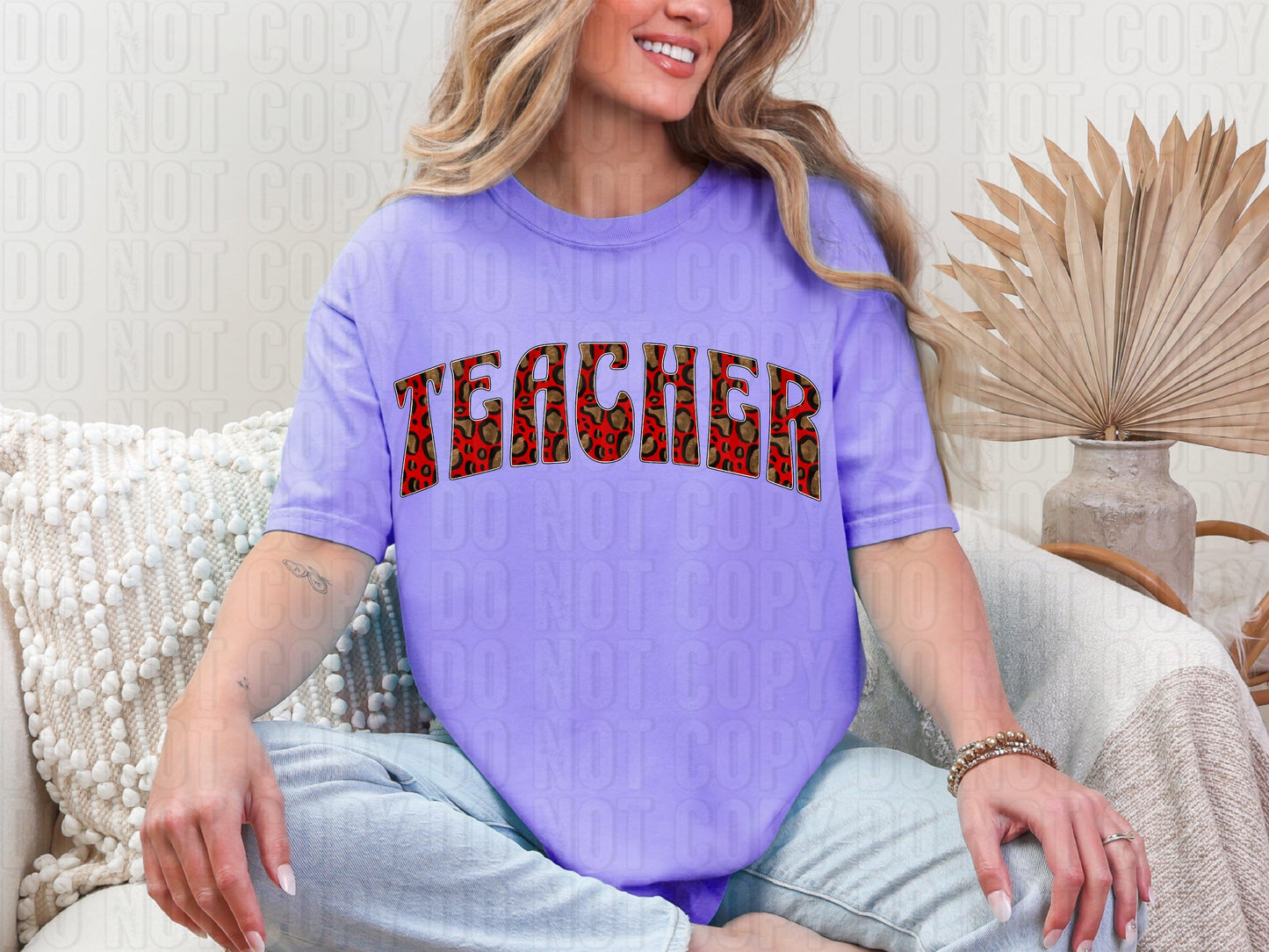 Teacher Red Leopard DTF Transfer