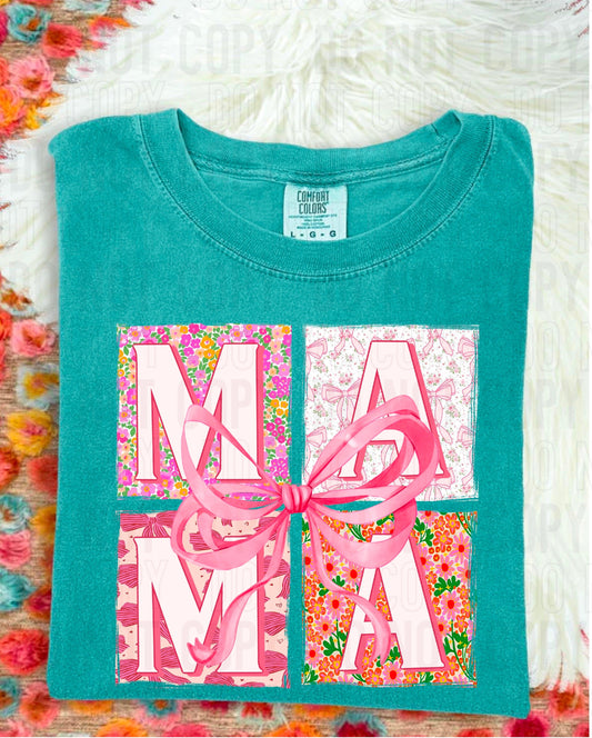 Mama Floral With Bows/Blocks DTF Transfer