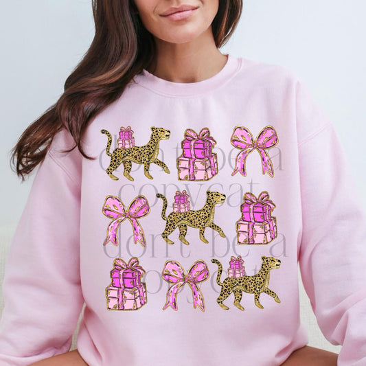 Cheetah Pink Christmas Icons DTF Transfer