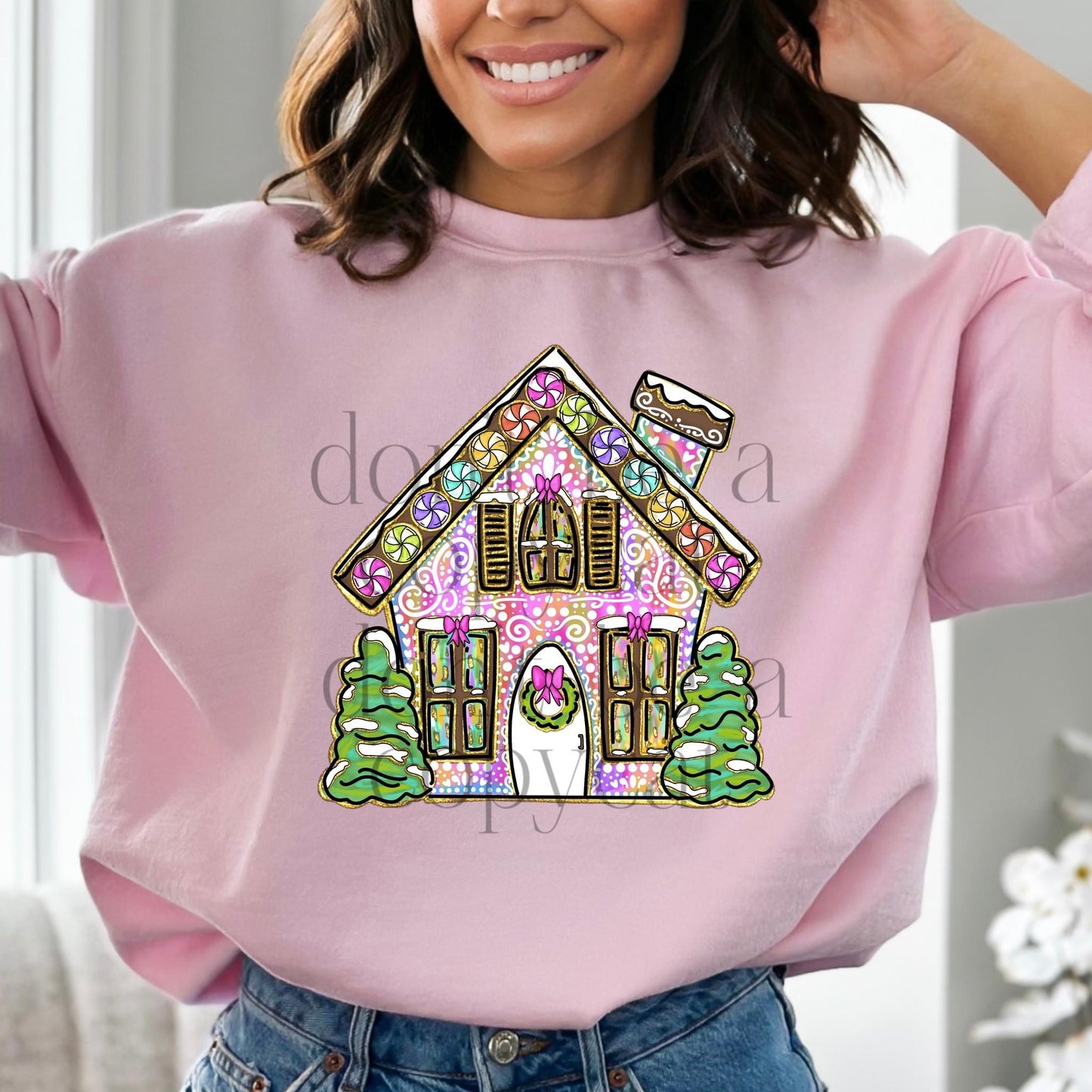 Colorful Gingerbread House DTF Transfer