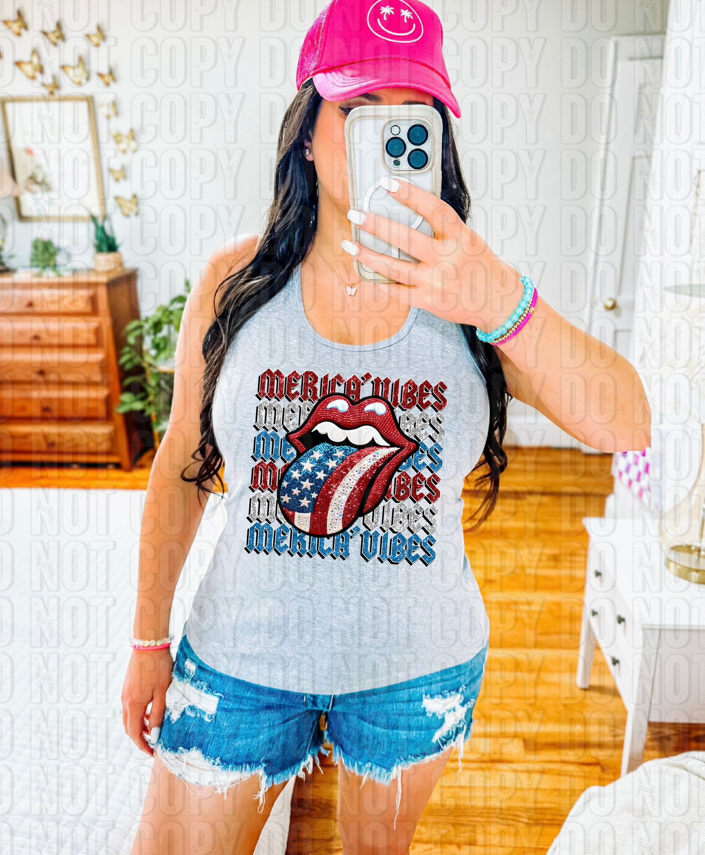 Merica' Vibes Stacked Rhinestones DTF Transfer