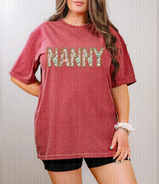 Nanny Gingerbread Faux Embroidery DTF Transfer