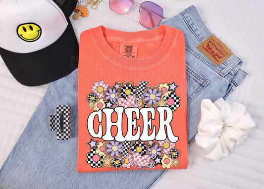 Cheer Checkered Retro DTF Transfer