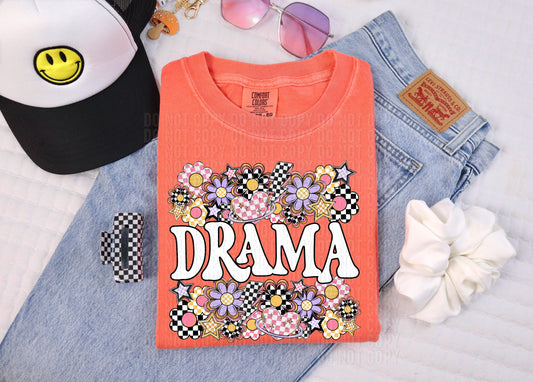 Drama Checkered Retro DTF Transfer