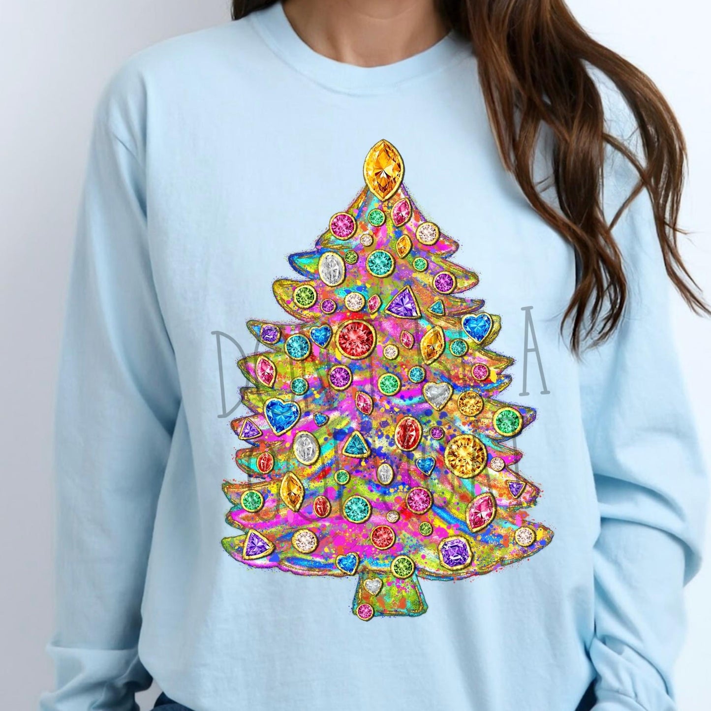 Pixel Pop Bejeweled Christmas Tree DTF Transfer