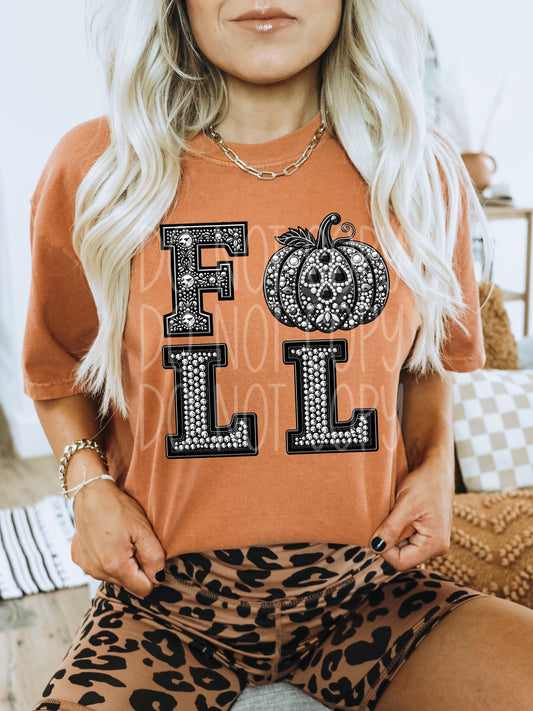 Fall Silver Rhinestones DTF Transfer