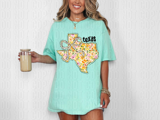 Texas Floral Dalmatian Dots State DTF Transfer
