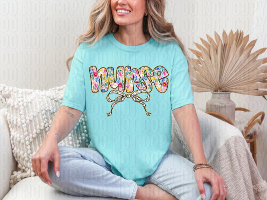 Nurse Floral Dalmatian Dots DTF Transfer