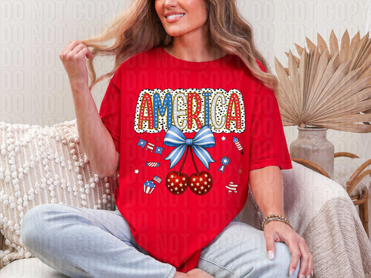 America Dalmatian Cherries DTF Transfer