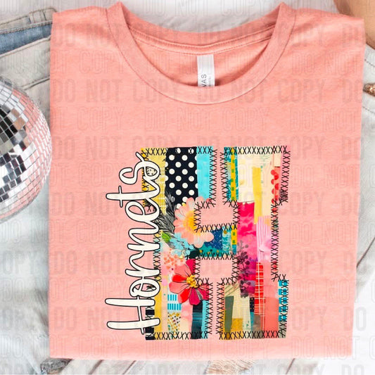 Hornets Patchwork Mascot DTF Transfer