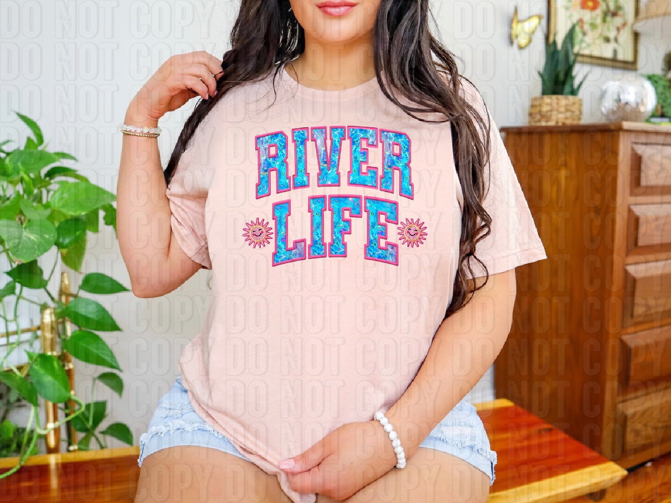 River Life Under The Sea Faux Embroidery DTF Transfer