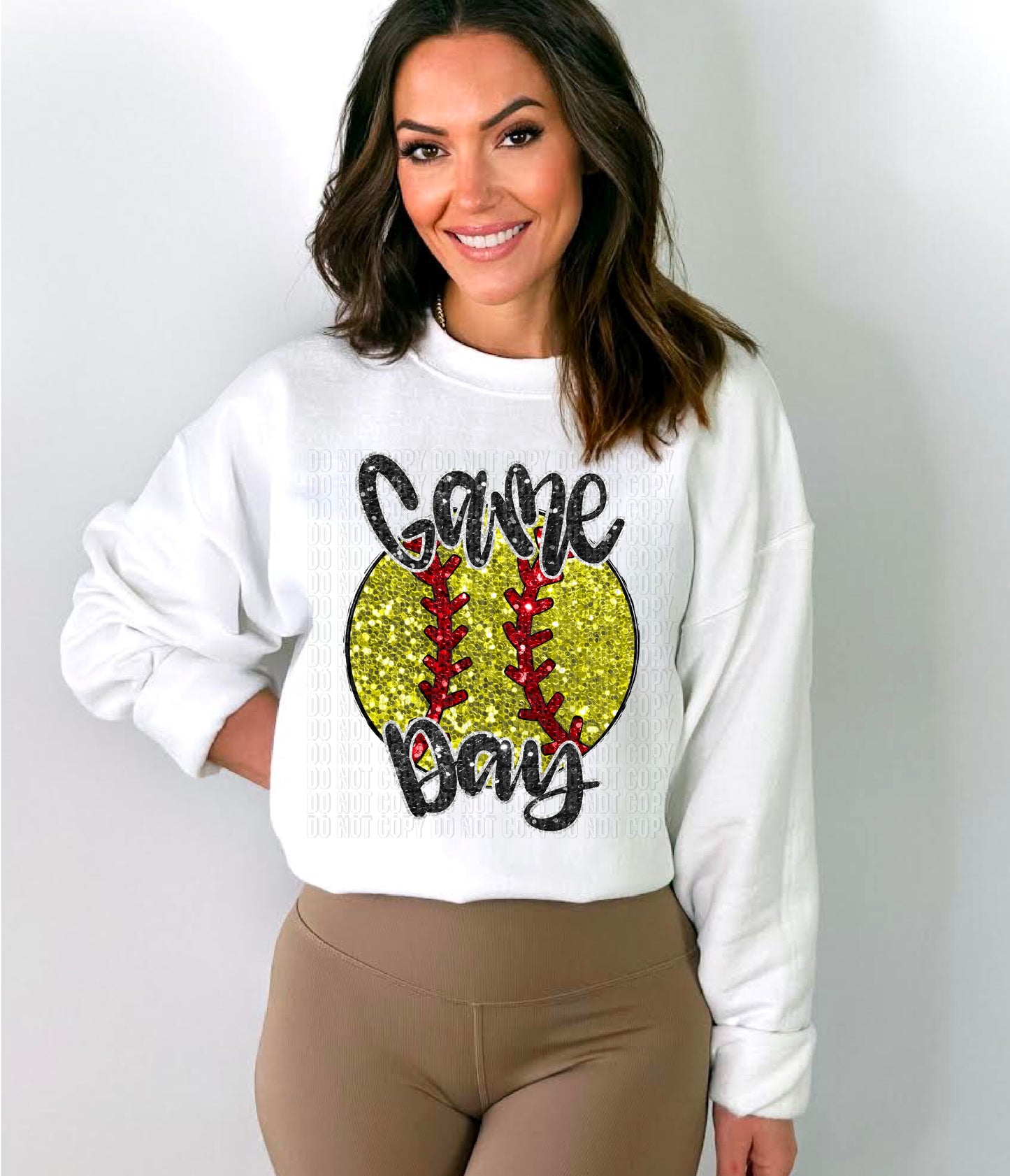 Game Day Softball Bling Glitter Faux DTF Transfer