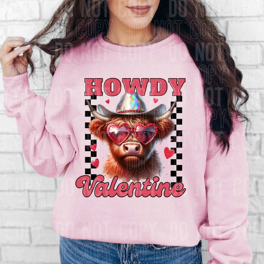 Howdy Valentine Highland Cow DTF Transfer