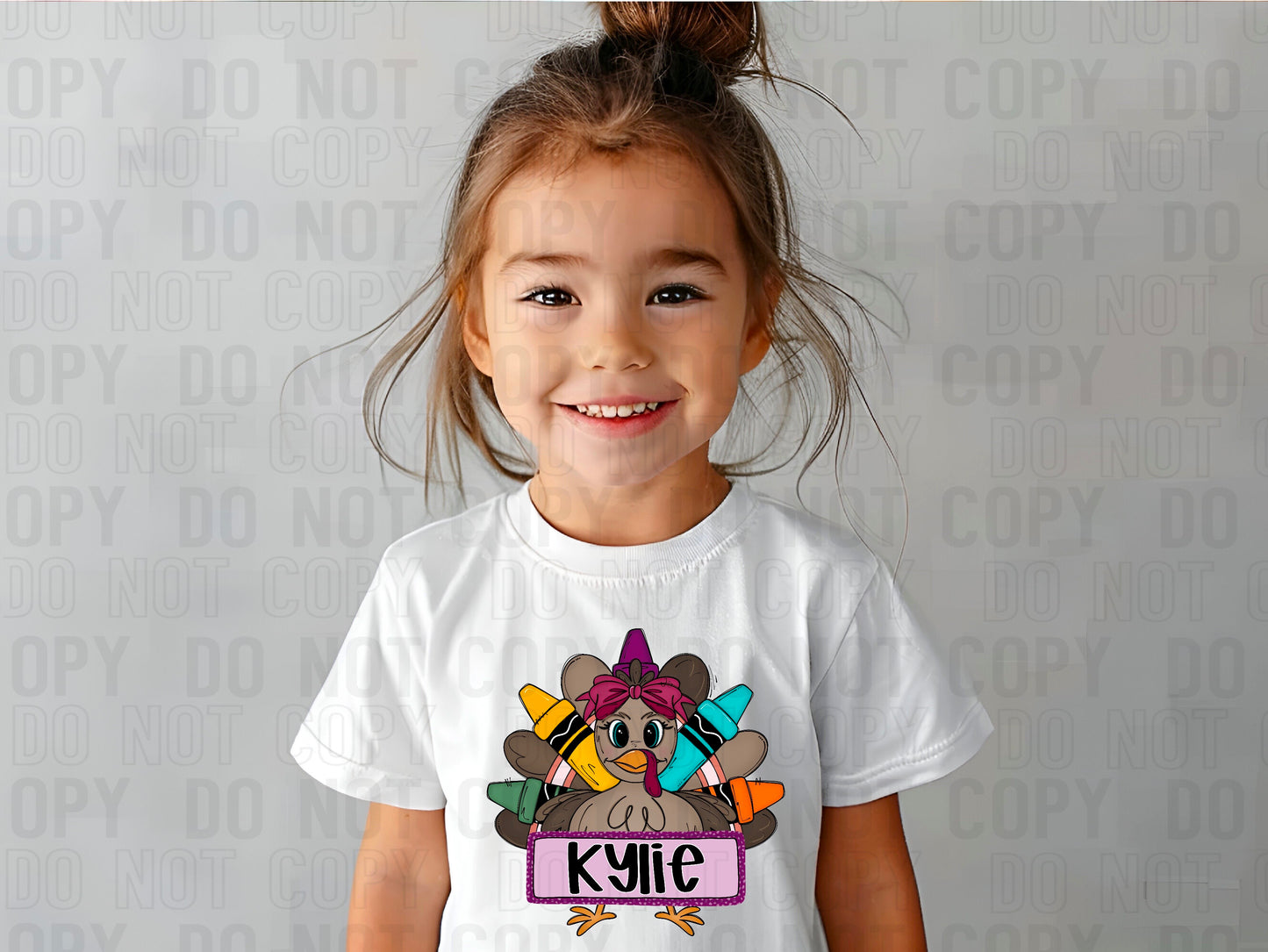 Turkey Crayon (Girl) With Name Plate Personalized DTF Transfer