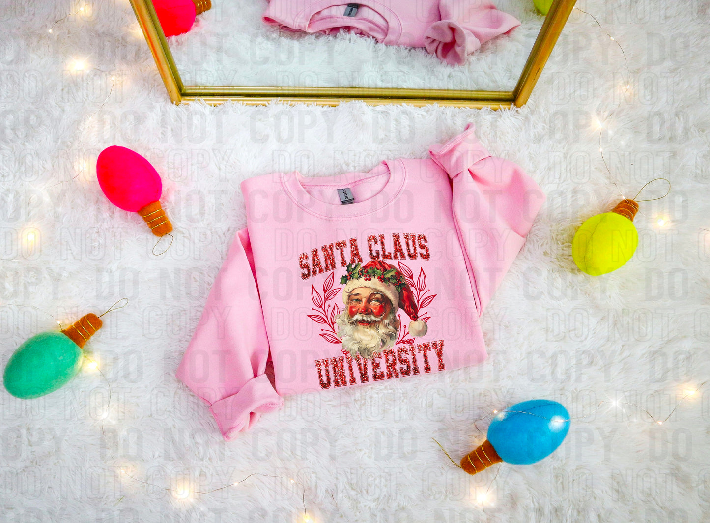 Santa Claus University Sequined DTF Transfer