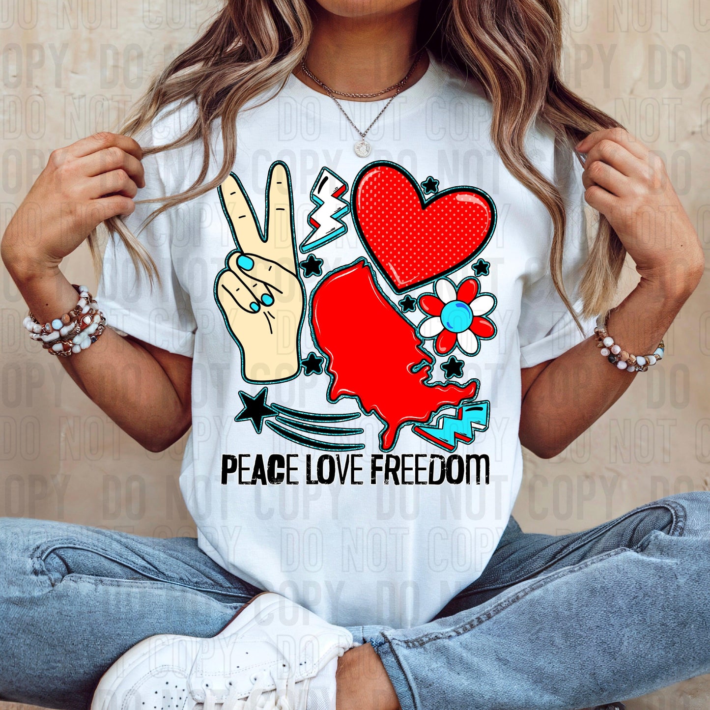 Peace Love Freedom DTF Transfer