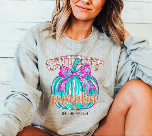 Cutest Pumpkin In The Patch Bright Floral DTF Transfer