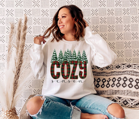 Cozy Season Plaid And Trees DTF Transfer