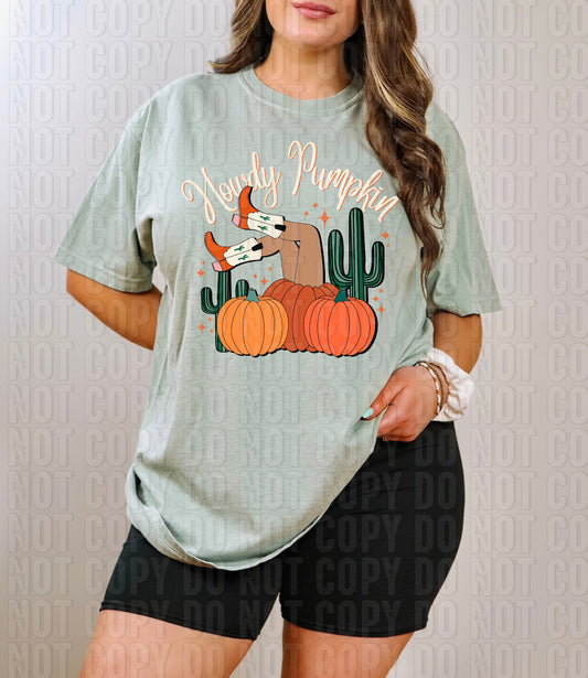 Howdy Pumpkin Cream Font DTF Transfer