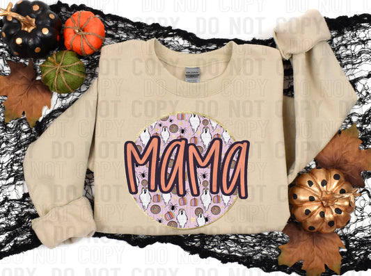 Mama Retro Halloween Circle DTF Transfer