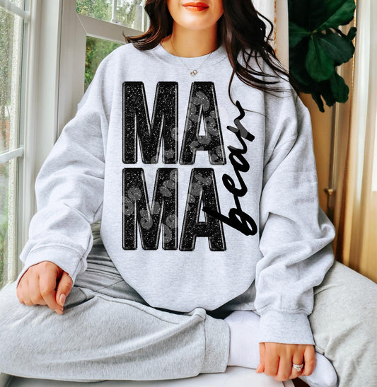 Mama Bear Black Glittery DTF Transfer