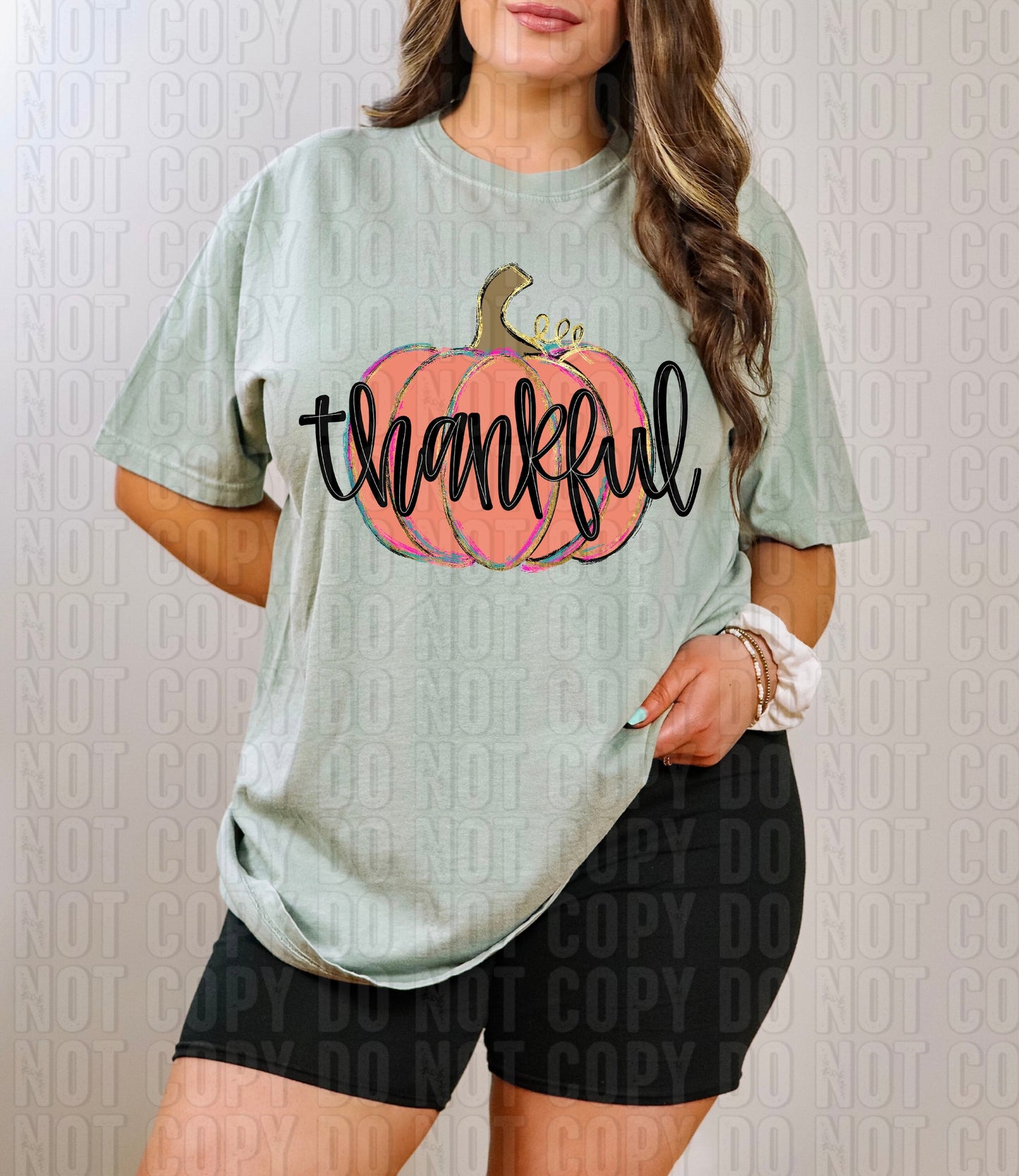 Thankful Blush Pumpkin Gold Glitz DTF Transfer