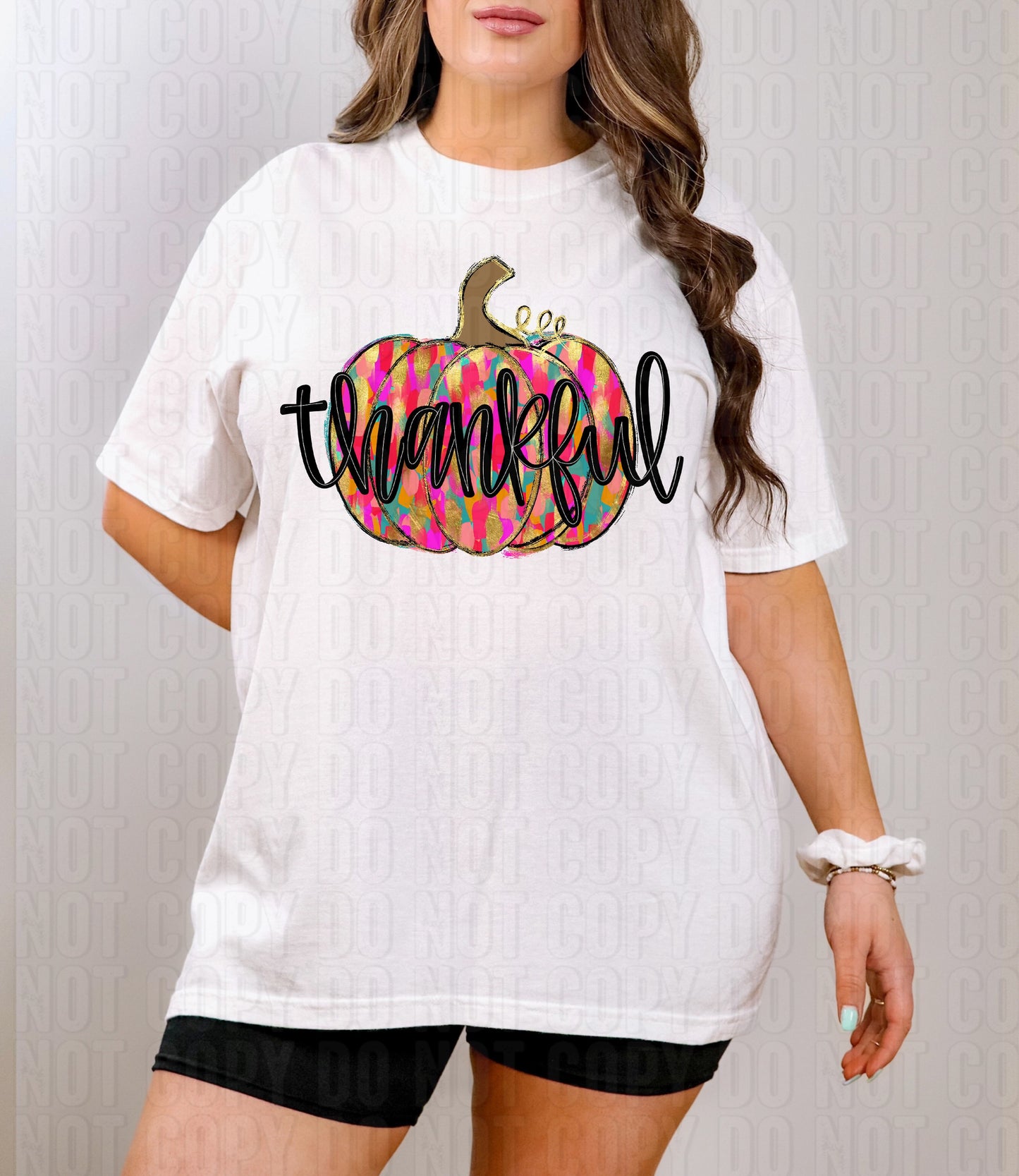 Thankful Pumpkin Bright Brushstroke DTF Transfer