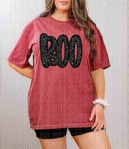 Boo Black Sequined DTF Transfer