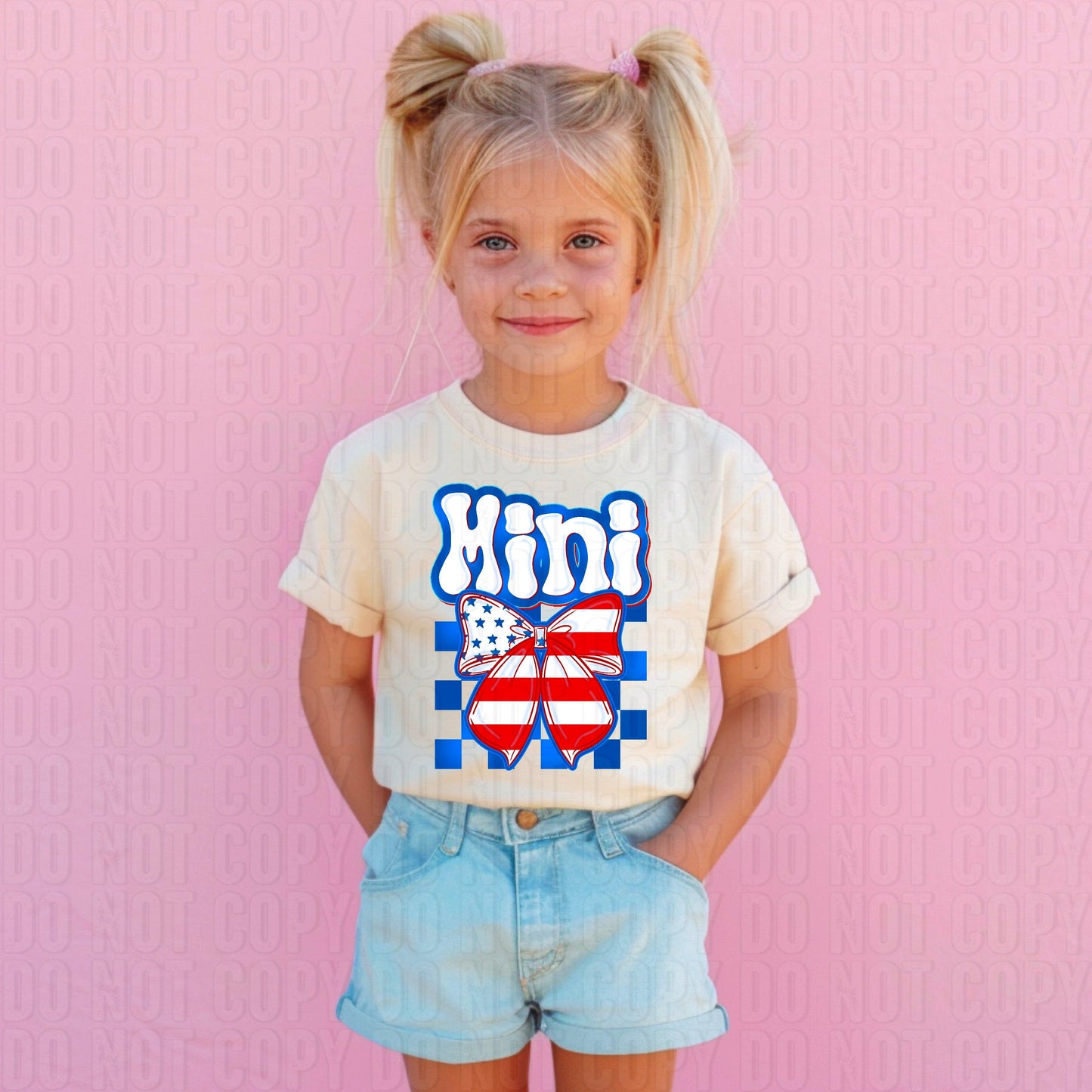 Mini American Flag Bow DTF Transfer