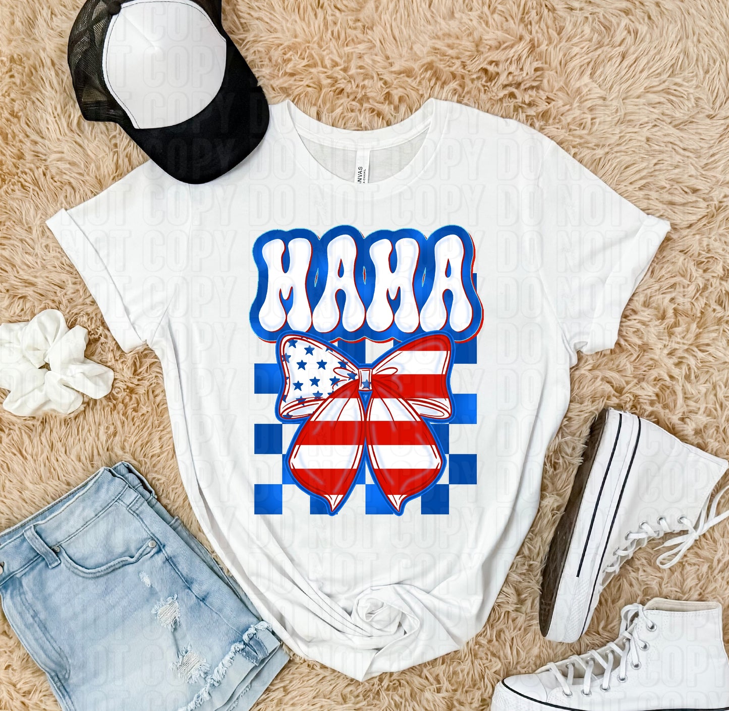 Mama American Flag Bow DTF Transfer