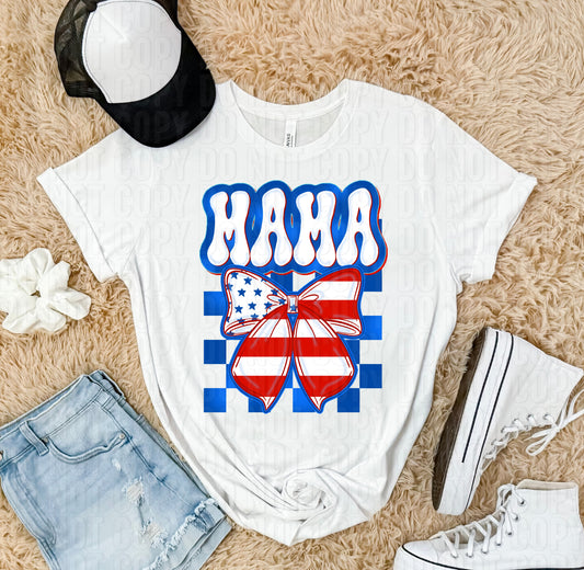 Mama American Flag Bow DTF Transfer