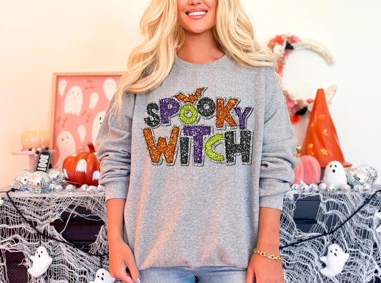 Spooky Witch Sequined Faux DTF Transfer
