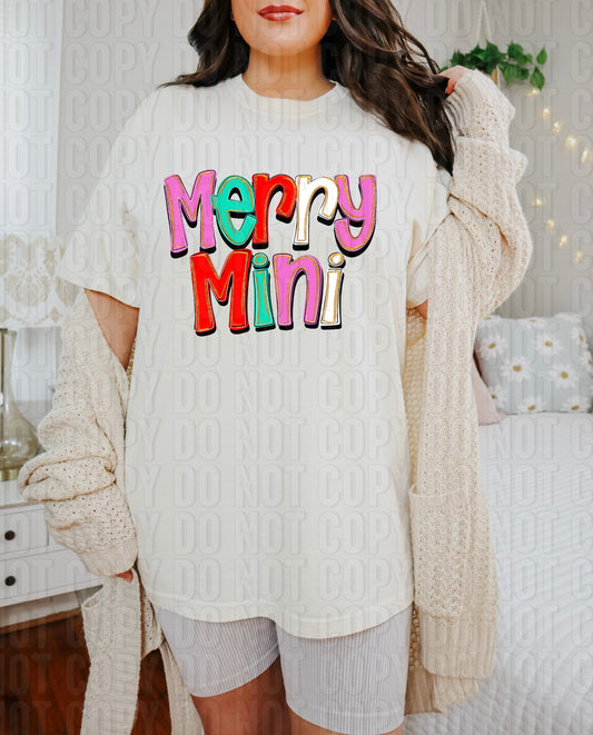 Merry Mini Colorful Gold Glitz DTF Transfer