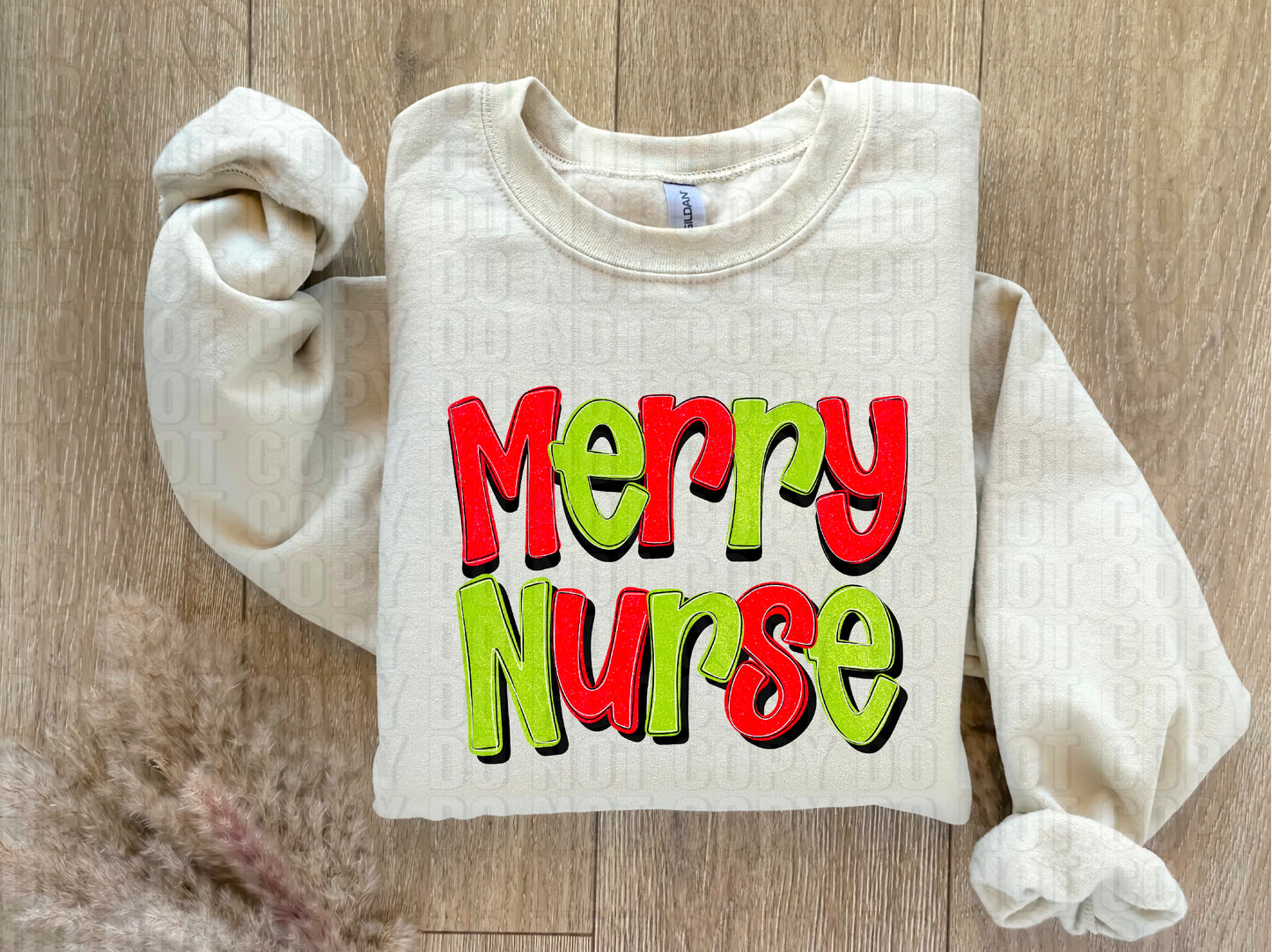 Merry Nurse Traditional Gold Glitz DTF Transfer