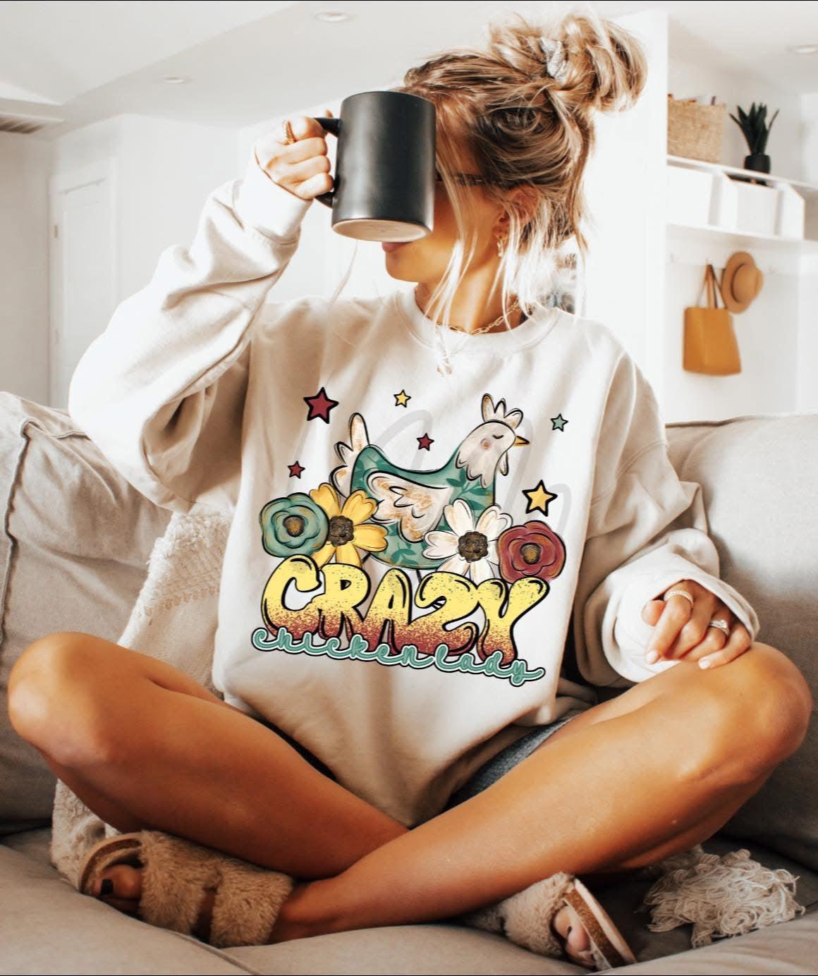 Crazy Chicken Lady DTF Transfer