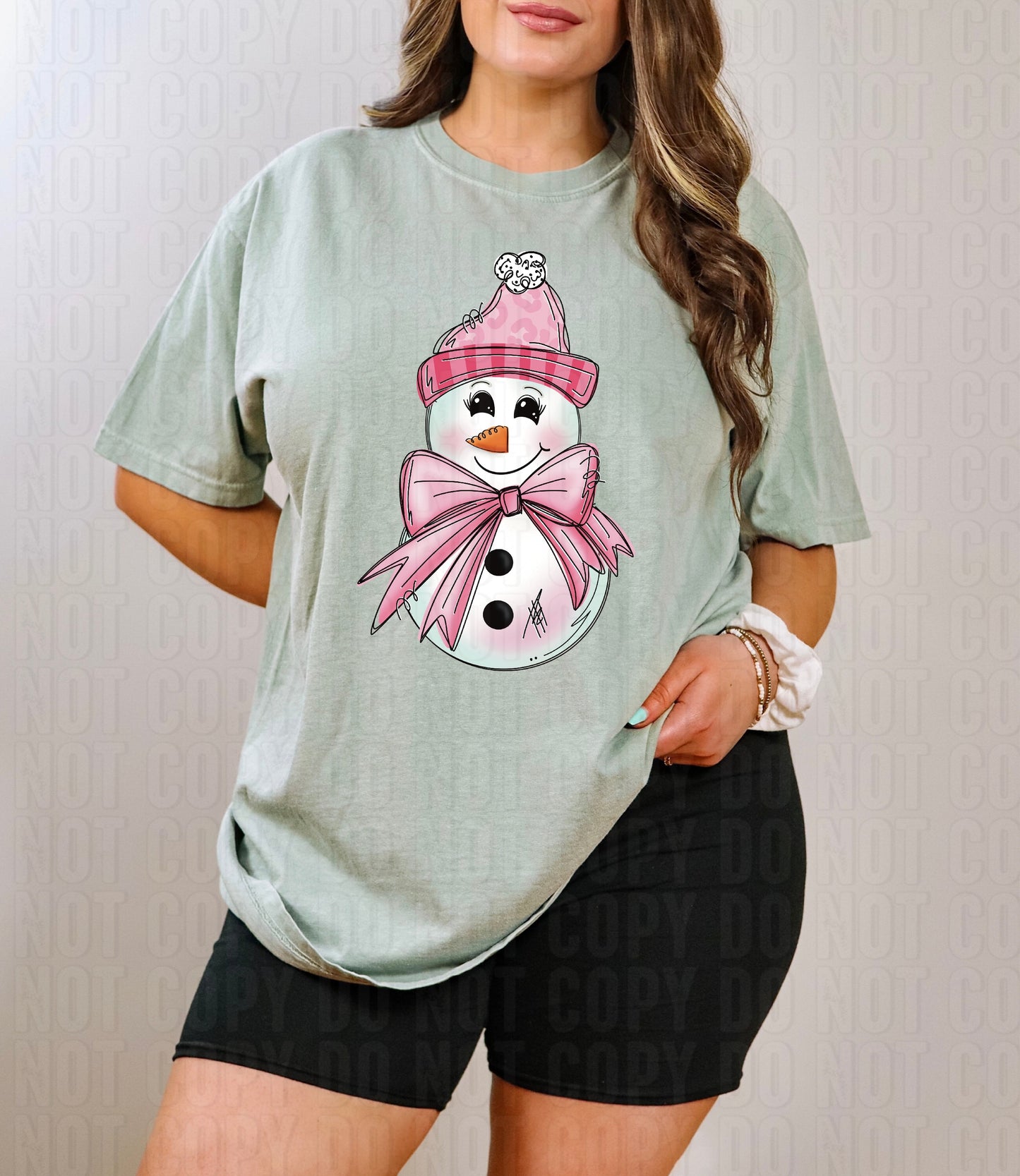 Pink Coquette Snowman DTF Transfer