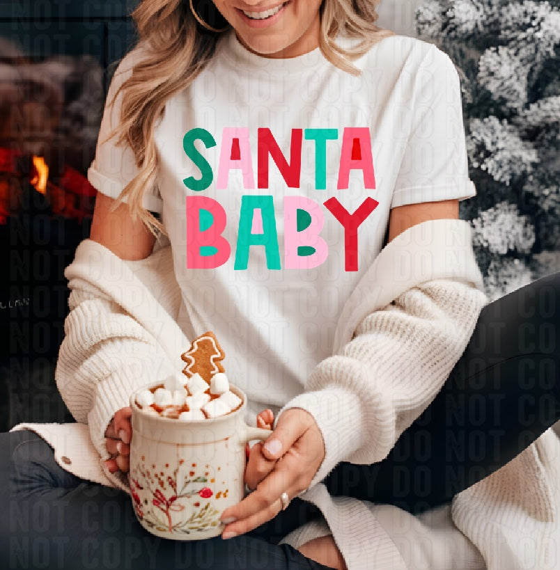 Santa Baby Colorful DTF Transfer