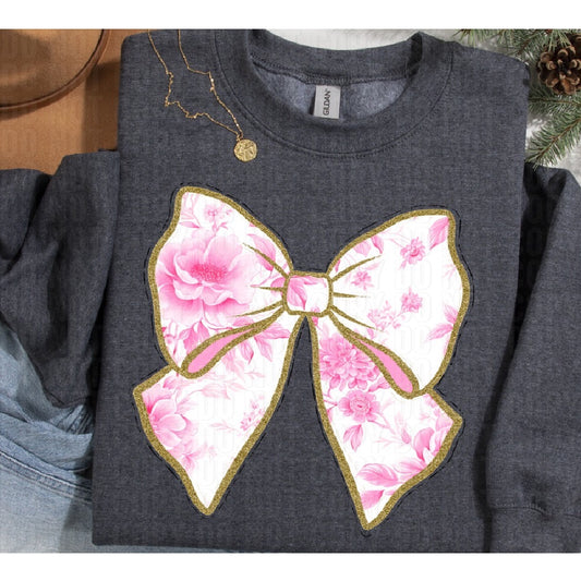 Pink Chinoiserie Bow  DTF Transfer